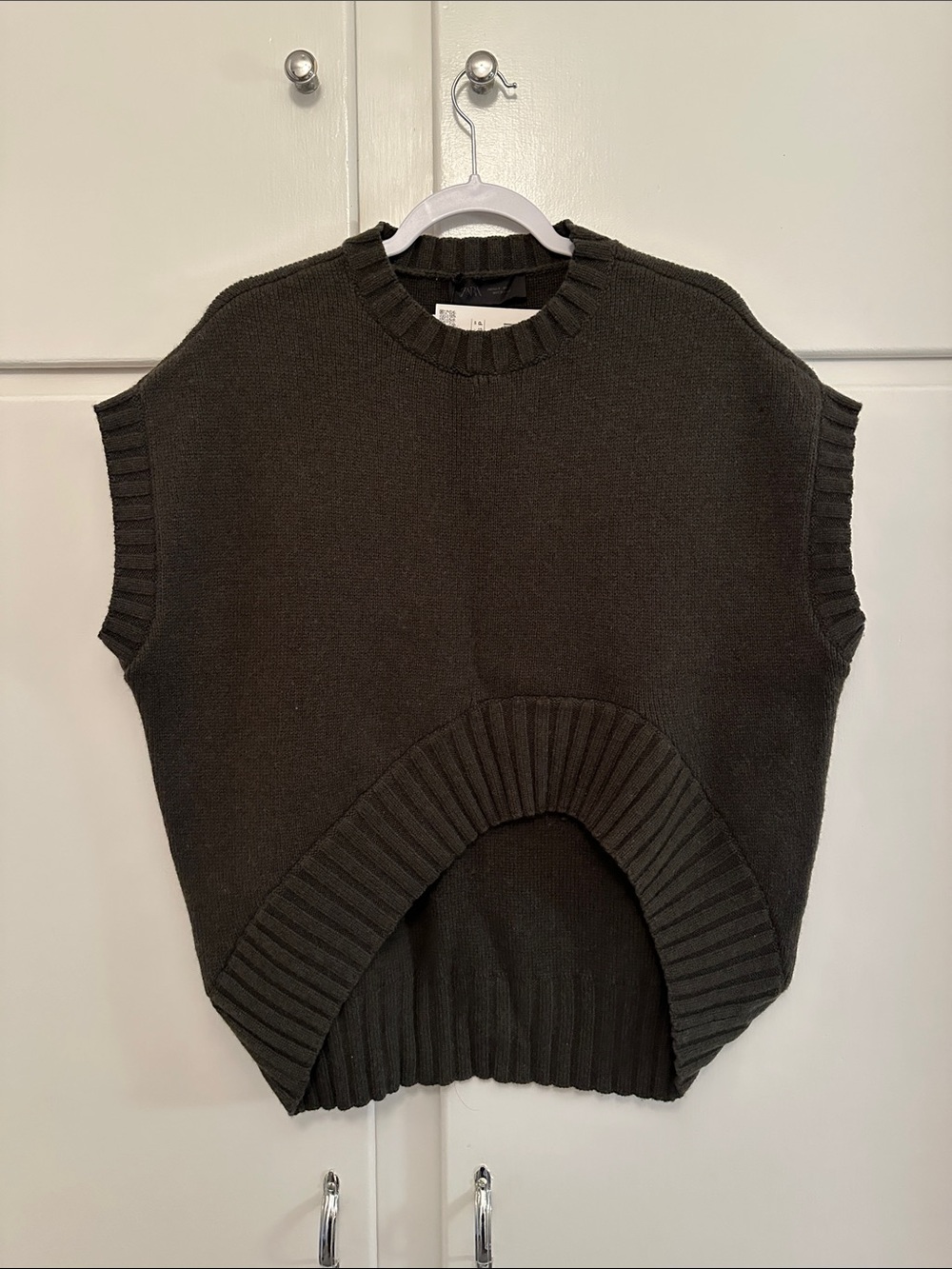 NWT Zara Green Sleeveless Sweater Tank Top Wool Blend